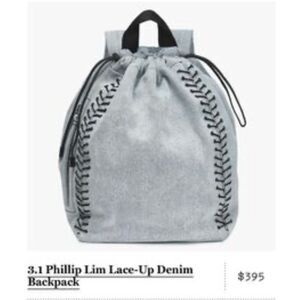 3.1 PHILLIP LIM Go-Go Medium Lace Up Knapsack Washed Light Blue Denim